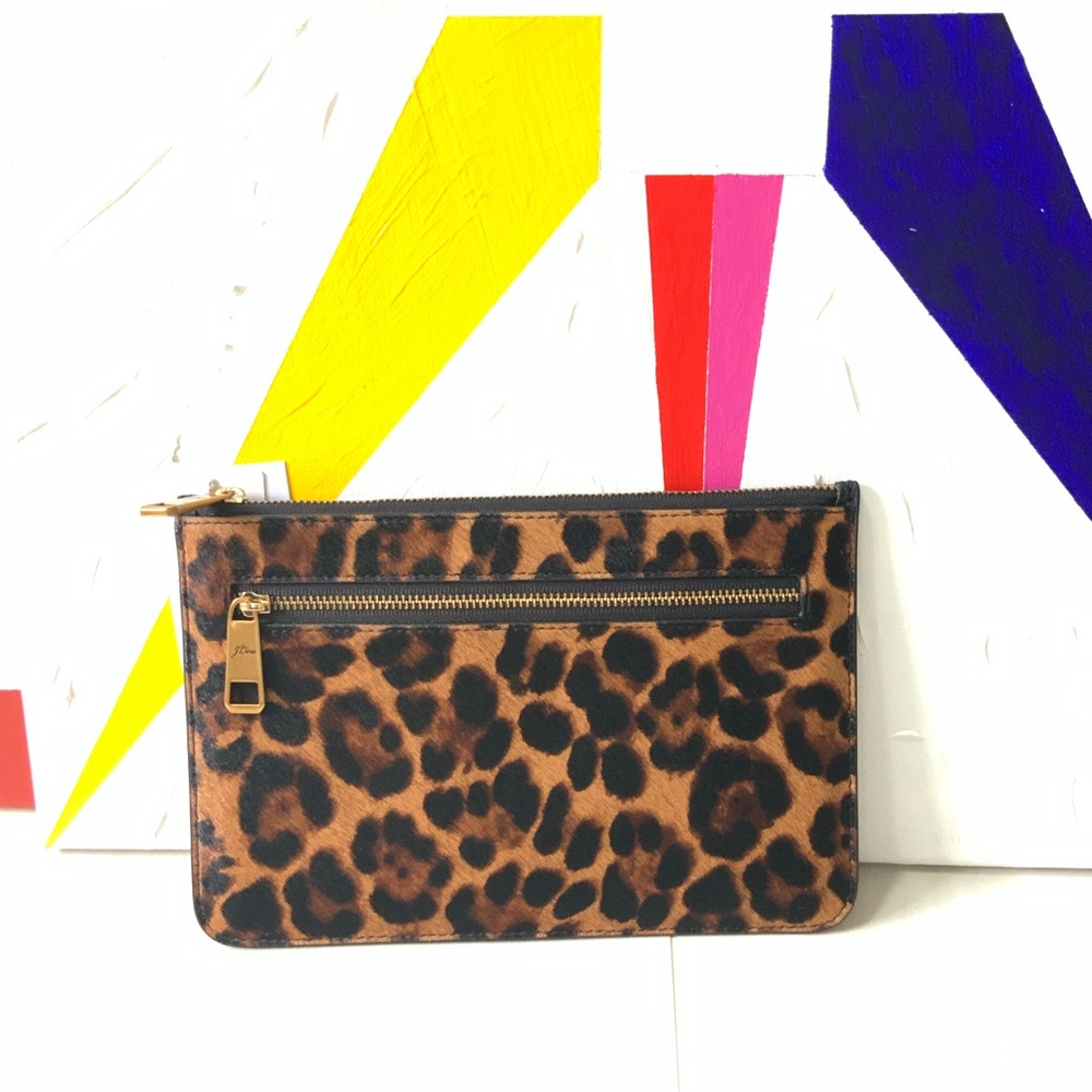 J.Crew Animal Print Zipper Clutch - Picture 1 of 3